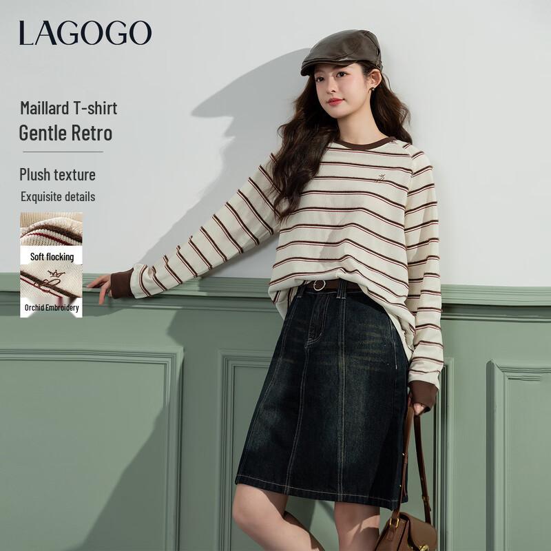 LAGOGO Women s Retro Plush Raglan Top S