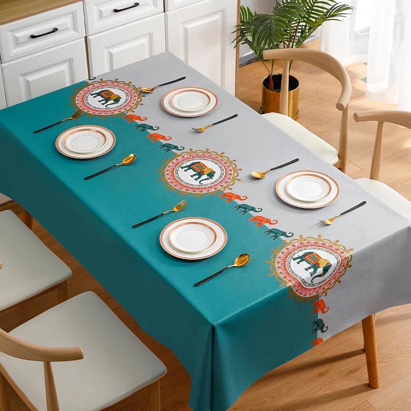 Neue hochwertige PVC-Tischdecke Wasserdicht Ölfest Verbrühschutz Einweg Leichter Luxus Rechteckige Tischdecke