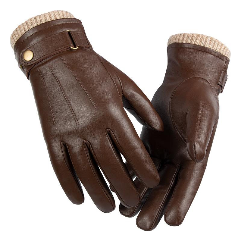 Men's Cold-proof Touch Screen Waterproof Leather Gloves for Winter Warmth Ski Cycling Cycling Warmth Gloves for Women