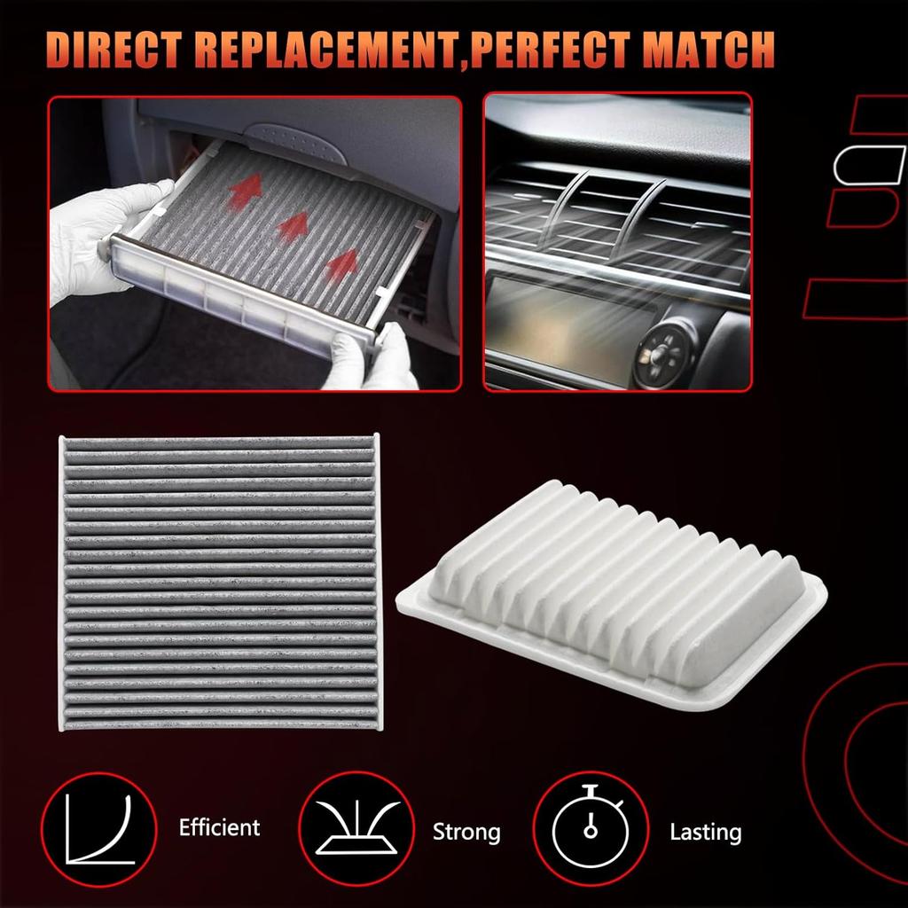 Engine And Cabin Air Filter Combo Set Compatible With Toyota Scion Pontiac Vehicle Corolla 2009- Matrix 2009-2014 Yaris 2006-2018, XD 2008-2014, Vibe