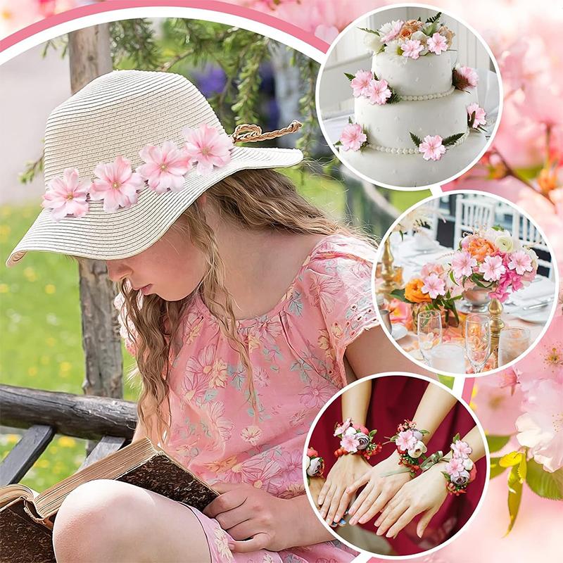 50/100 Stück 4,5 cm Künstliche Blumen Seidenpflaumenblütenköpfe für Hochzeit Heimdekoration Braut Haarnadel Brosche Kranz DIY Bastelgeschenk