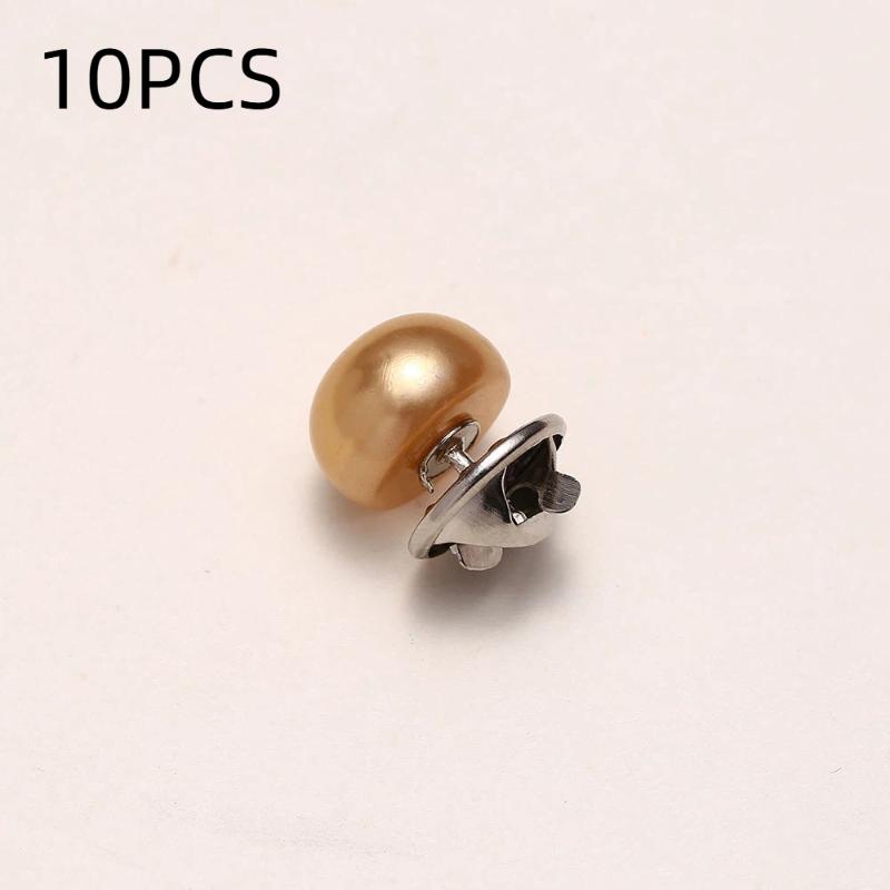 10PCS Easy Remove Pearl Button Pins Safety Decor Buttons for DIY Shoes Hats Prom Outfits Clutches Handmade Crafts