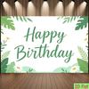 2D Flat Printing "Happy Birthday" with Green Leaves and Daisies Backdrop