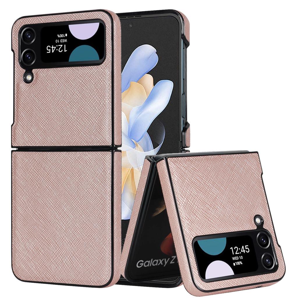 Samsung Z Flip6 5 4 3 Folding Phone Case Anti Fingerprint Z Fold6 Cross Print Leather Protective Case