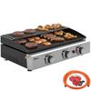3 Burner Grill Griddle, Portable Gas Plancha with Warming Rack, 7.5 kW, Tabletop Gas BBQ with Grease Cup, Black