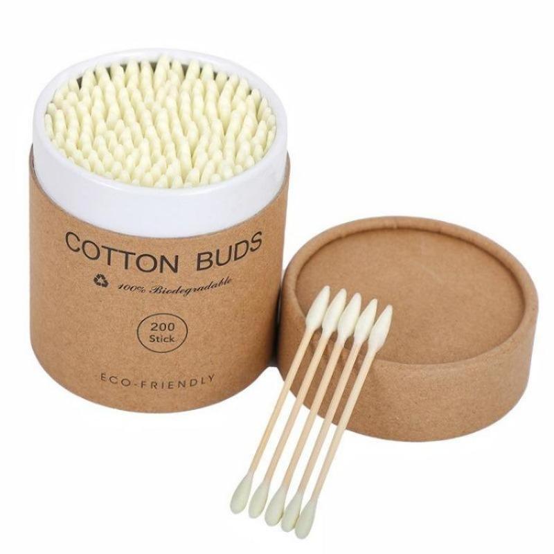 

200 Round and Pointed Double-headed Cotton Swab Sticks In A Colored Paper Box, Disposable Makeup Remover and Ear Cleaning Cotton