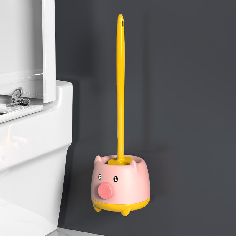 Cute Cartoon Toilet Brush Home Wall Mounted Floor Cleaning Brush