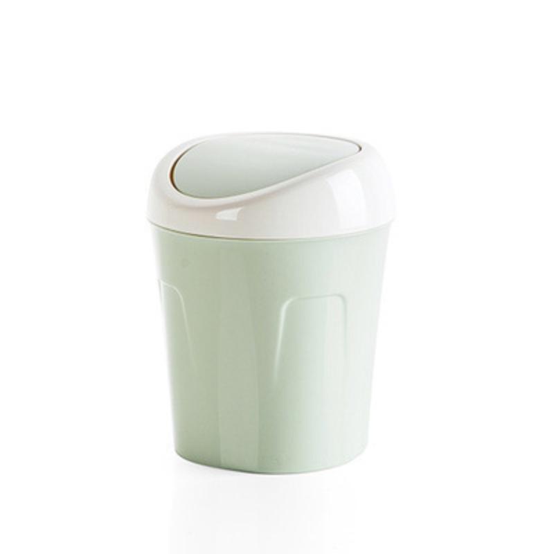 Small Plastic Desktop Trash Can Swing Lid Odor Proof Lightweight Mini Waste Bin for Bathroom Office Makeup Vanity