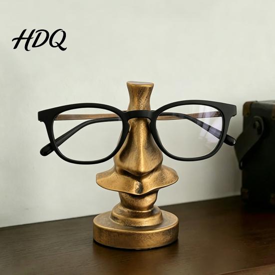Vintage Style Desk Organizer Big Nose Glasses Holder, Retro Resin Eyeglass Stand, Artistic Sculpture Statue Humorous Eyewear Display for Home