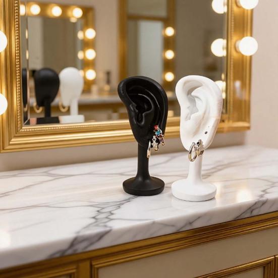 DYS Human Ear Earrings Holder, 3D Printed Earring Stand, Shape Jewelry Hanger Display Stand for Dresser Countertop
