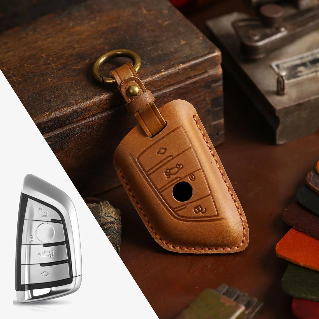 Car Key Case Cover Leather Accessories Keychain Fob Protector for Bmw Series 1 F15 F16 F20 F48 G20 G30 X1 X3 X4 X5 X6 Keyring