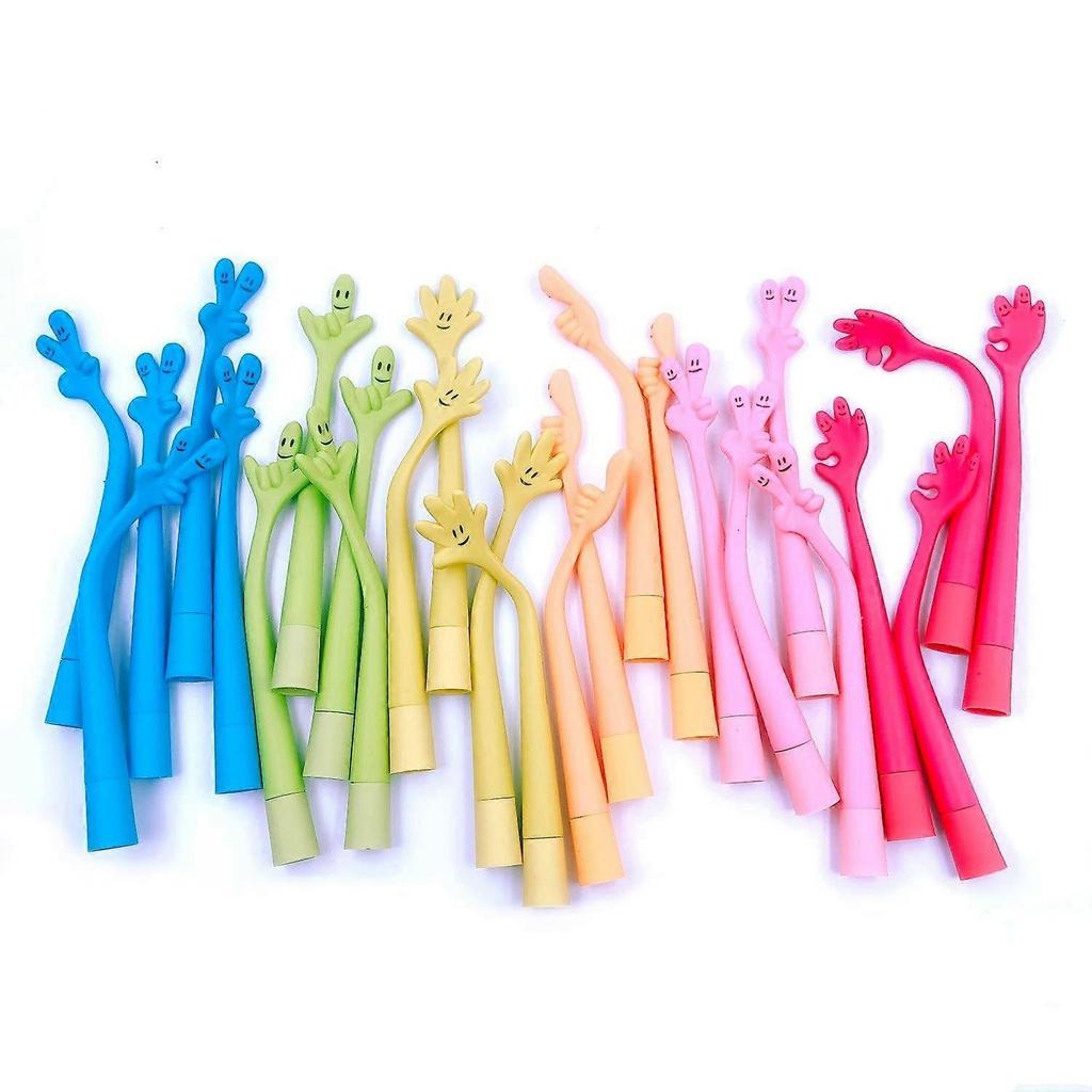 12*Novelty Finger Gesture Funny Bendable Ball Pen Creative Funky Hand Sign Ballpoint Rubber Cartoon Shape Ballpoint Pen
