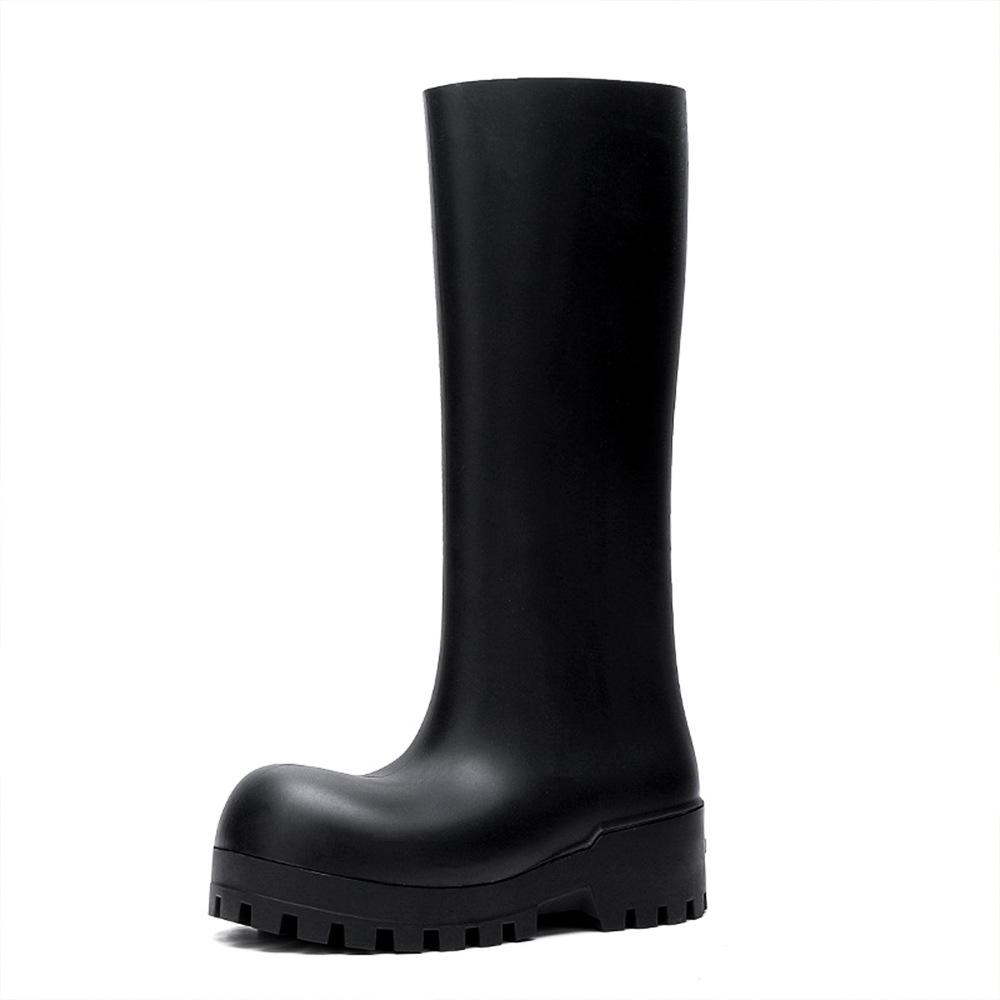 Spring and summer women's thick-soled heightening waterproof rain boots, non-slip soft-soled Paris big-head fashion large-size boots