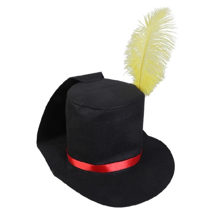 Versatile Black Christmas Hat with Feathered Detailing for Caroler Snowman