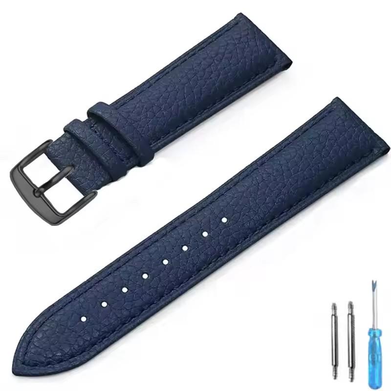 Litchi Pattern Soft Leather Watch Band Bracelet 12mm 14mm 16mm 18mm 20mm 22mm Replacement Wrist Straps Watchbands
