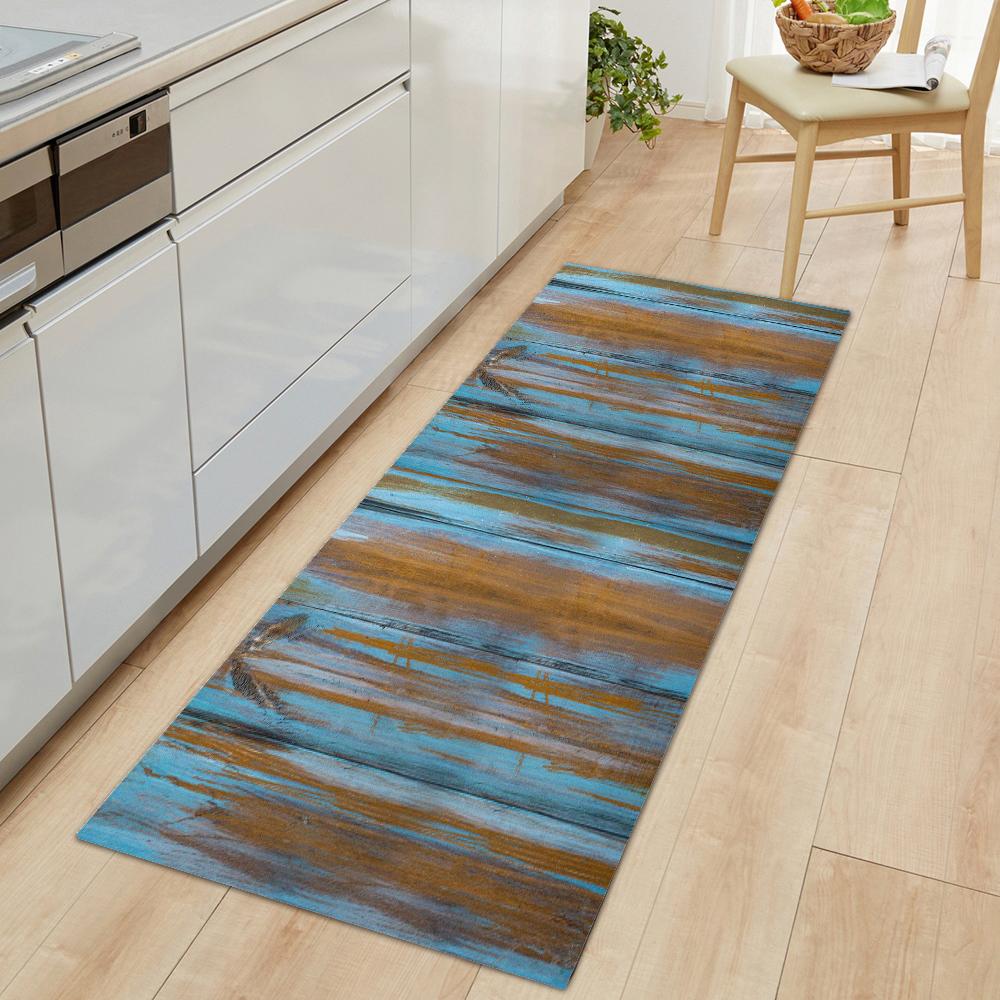 Imitation Wood Grain Stripe Kitchen Mat Entrance Doormat For Living Room Rug Home Bedroom Floor Hallway Balcony Anti-Slip Carpet