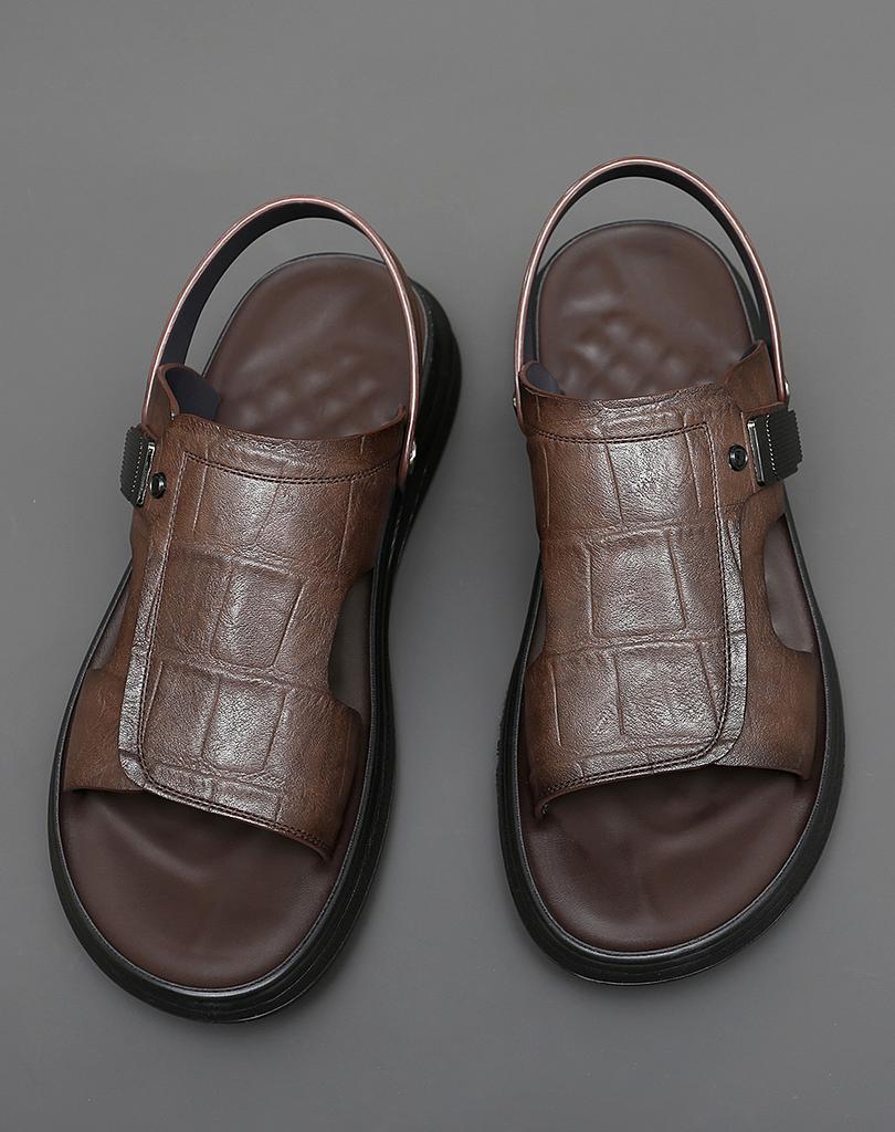 Fashion Genuine Leather Men Sandals Male Summer Shoes Outdoor Casual Sandals Cowhide Beach Shoes Two Uses Men's Brown Sandals Slippers