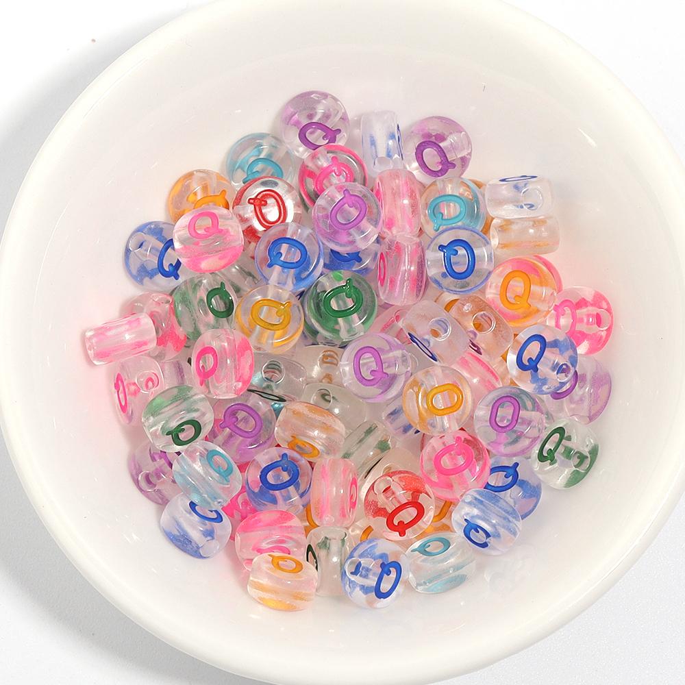 100Pcs Acrylic Flat Letter Beads Colored Alphabet Clear Round Loose Bead For Bracelet Necklace Charms Jewelry Making Accessories