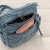 Womens Denim Crossbody Bag Casual Small Shoulder Purse Multi Zipper Handbag for Daily Use