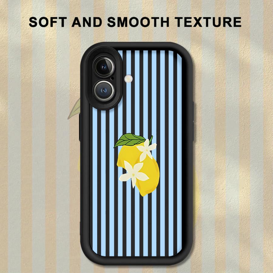 

Case for iPhone 17 Pro Max 17e 14 13 16 Air 11 12 Pro 15 Plus Phone Cover Lemon Cool Stripe Pattern iPhone17 Pro