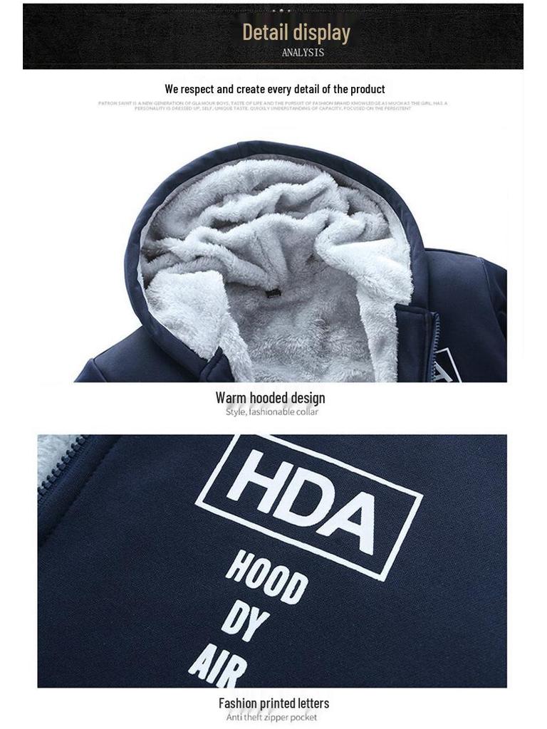 Chinese Style Warm Fleece Hoodie & Sweatshirt Set - Thickened Casual Sportswear