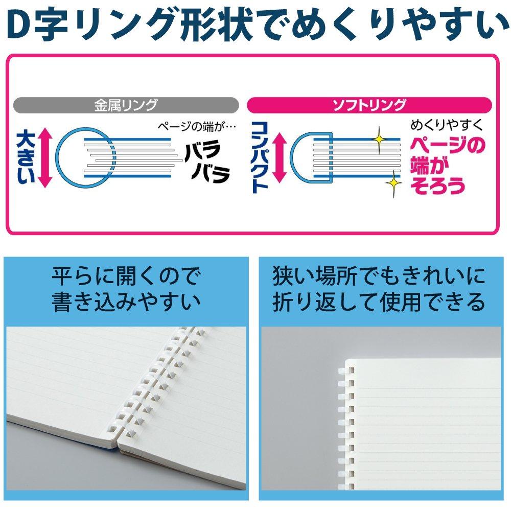 KOKUYO Soft Ring Grid Dot 80 Notebook, Clear, Ruled, B6, Sheets, Transparent, Su-SV548WT-T