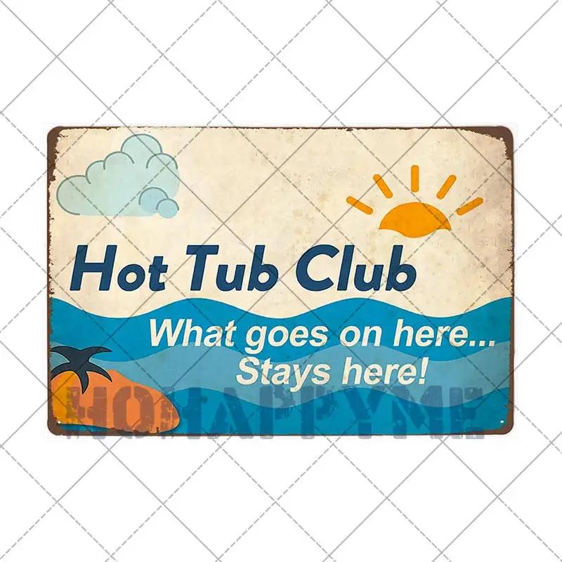 Funny Outdoor Hot Tub Metal Tin Sign Plates Vintage Poster Bathroom Plaques Wall Decorative Retro Home Decor 20*30cm