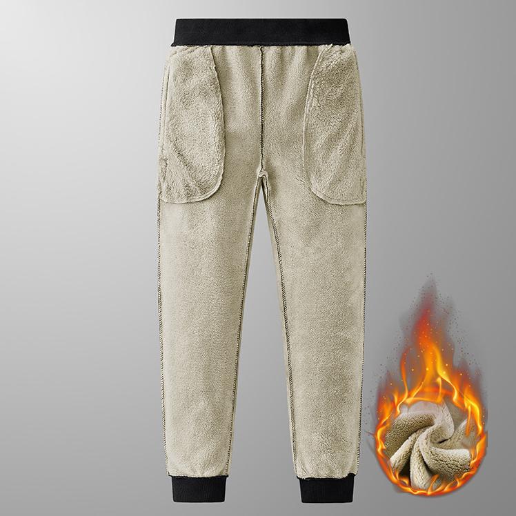 Zimní pánské sportovní kalhoty s malými nohavicemi, polstrované, zateplené kalhoty z jehněčí vlny, teplé bavlněné kalhoty, slim fit, se stahovací šňůrkou, pánské ležérní kalhoty