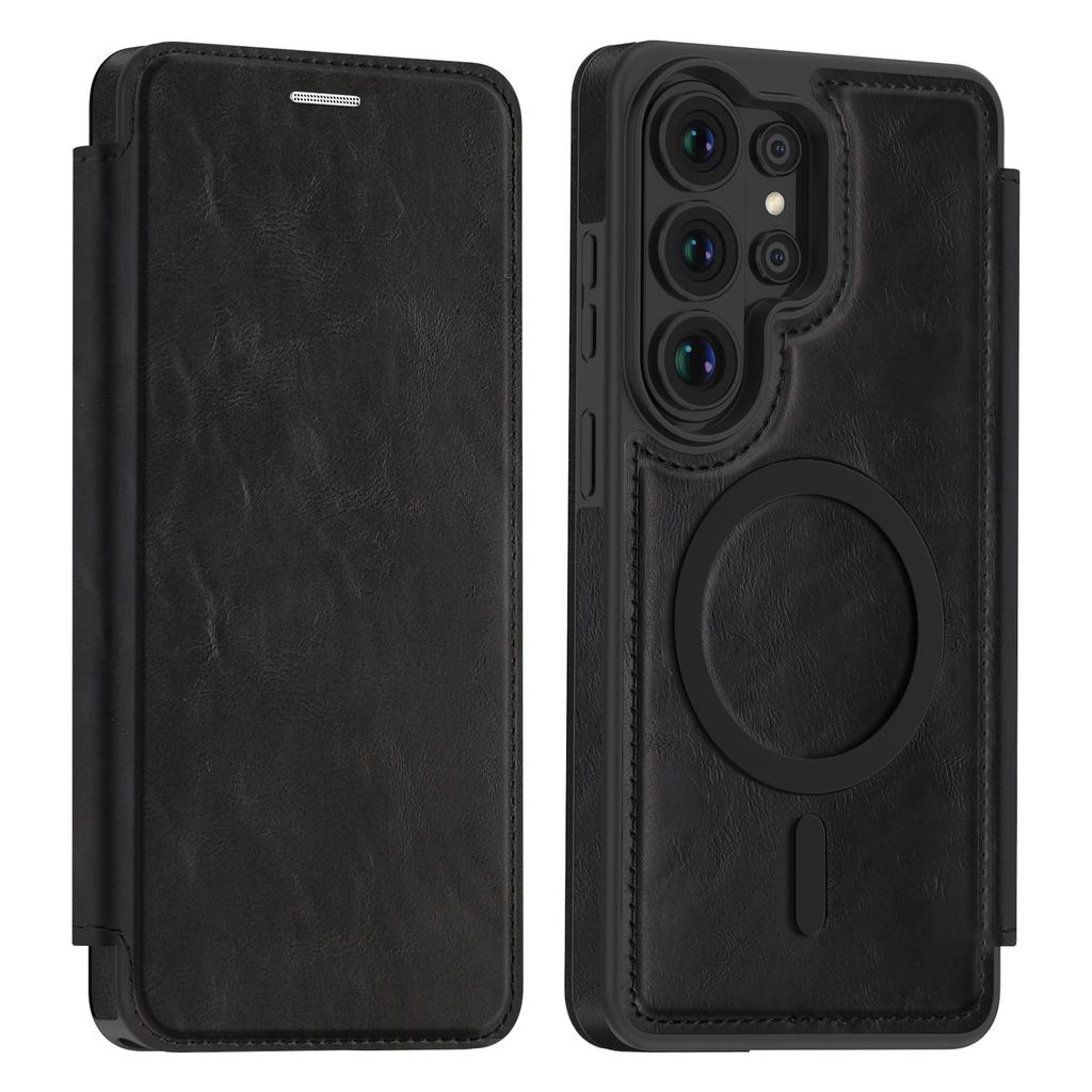 Business Leather Flip Case For Samsung Galaxy S25 S26 Ultra S25 Edge A56 A36 Magnetic Magsafe Built-in Card Slot PU Back Cover