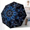 1pc Blue Mandala Pattern Automatic Umbrella - 8-Rib Foldable Design, Outdoor Adventures, and Family Celebrations Yy250829043