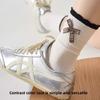 5 Pairs of Cute Spring and Autumn Women's Bow Tied White Lace Mid Calf Socks