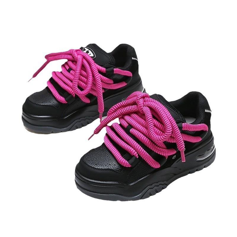 Popular ins air cushion casual board shoes contrasting colors leather little white shoes sports women's shoes versatile Korean version thick-soled he