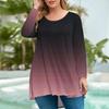 Women's Fashion Large Size Round Neck Long Sleeve Casual Print Loose Pullover Top T-Shirts Women’s