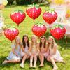 4D Fat Version of Strawberry, Matte Red, 6 Pieces, Strawberry Aluminum Foil Balloons, Suitable for Birthday Party Decoration, Strawberry Themed 