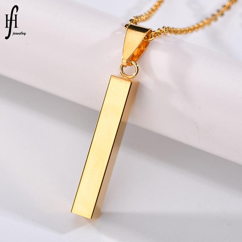 Creative Stainless Steel Rectangular Pendant Necklace for Couples