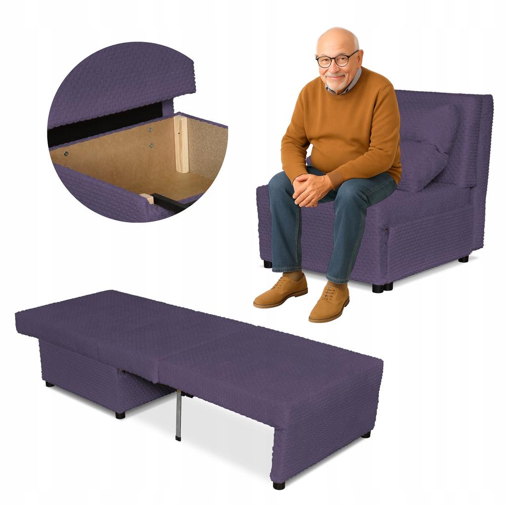 Fold-out Armchair Sleeping Function KIMO Bedding Container Family Furniture Navy Blue