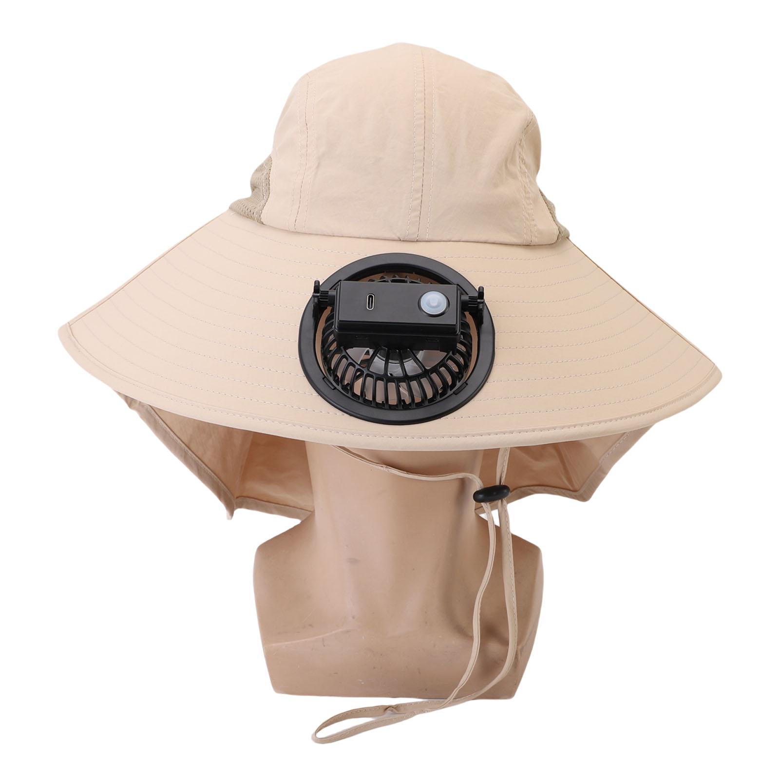 

Шляпа с вентилятором, USB-зарядка, съемный вентилятор, шляпа от солнца с широкими полями и накидкой для активного отдыха, цвет хаки