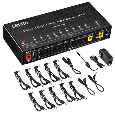 Alimentation Pédale Guitare 10 Sorties CC Isolées 9V 12V 18V 300mA 500mA Alimentation pour Pédalier d'Effets Guitare avec Protection Contre les Courts-Circuits Port USB