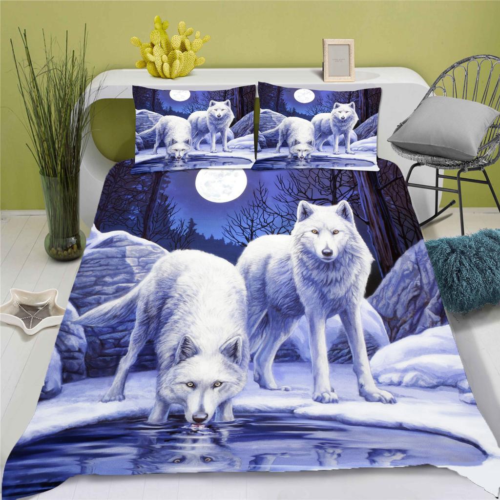 Comforter Wolf Cartoon Bedding Set Adult Boy Girl Bedroom Decoration Children Single Double Large Size