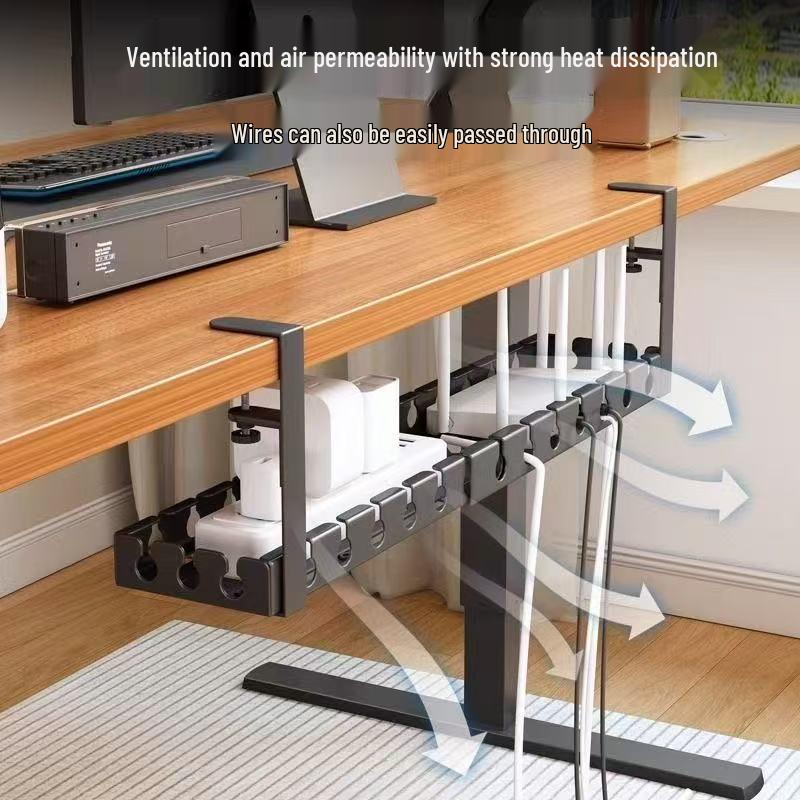 Under-Desk No-Drill Cable Organizer for Power Cords and Desktop Sockets