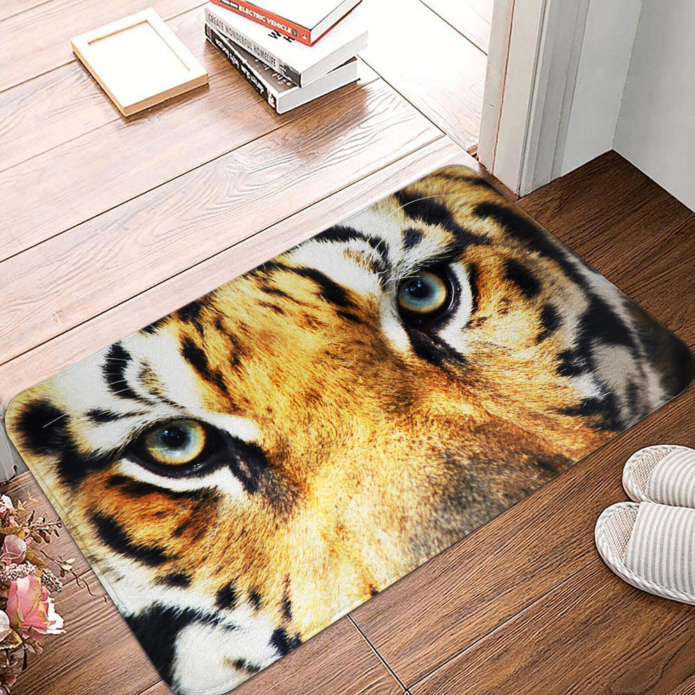 Living Room Bedroom Non-slip Suede Bath Mat Indoor Owl Cat's Eye Kitchen Floor Mat Animal Pattern Room Rug