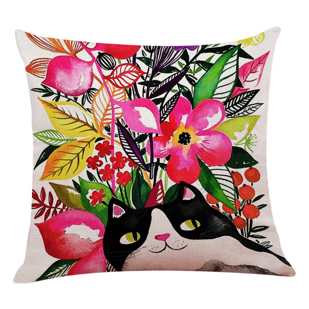 Cotton Linen Square Home Decorative Throw Pillow Case Sofa Waist Cushion Cover