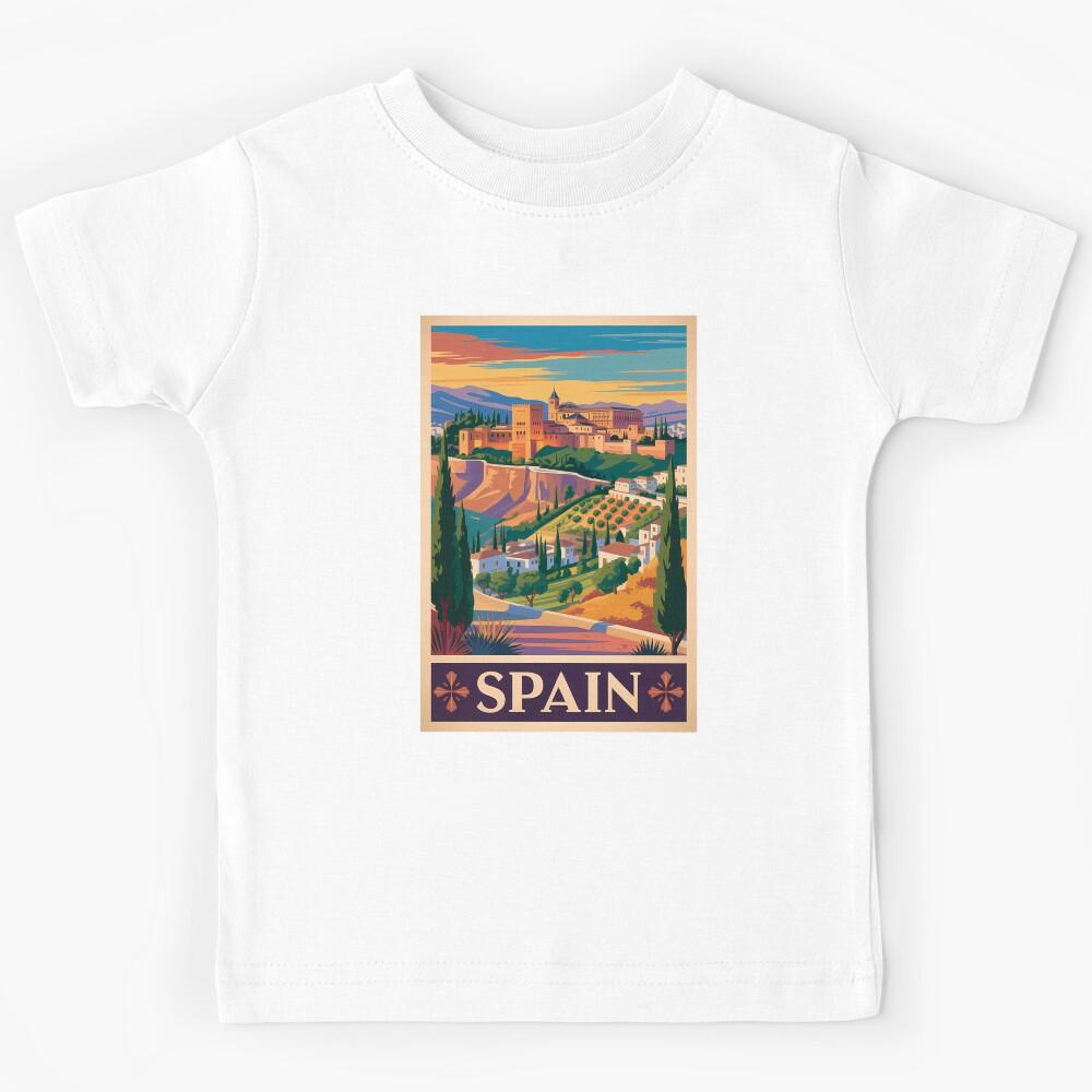 Spain Granada Illustration Travel Art Vintage Kids T-Shirt 150