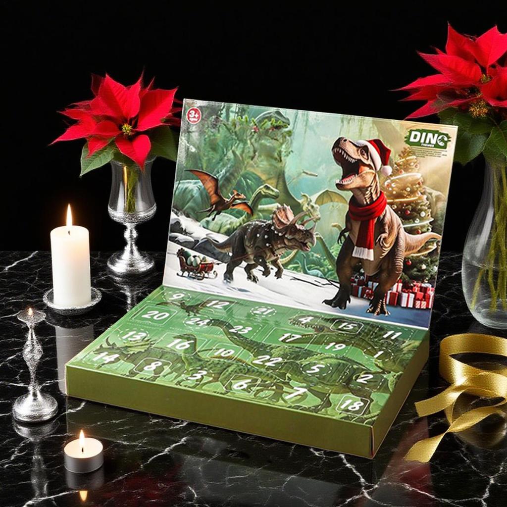 Christmas Dinosaur Advent 24 Days Kids Christmas Countdown Calendar Toy Holiday Party Supplies for Apartment Dormitory Room