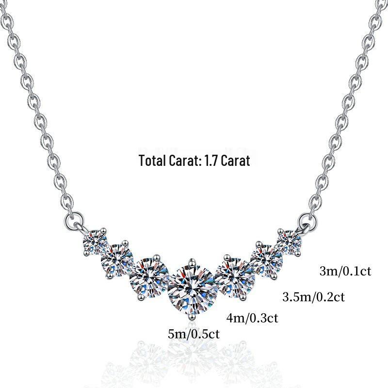 S925 Sterling Silver Moissanite Princess Pendant Necklace - Elegant Women's Fashion Clavicle Chain
