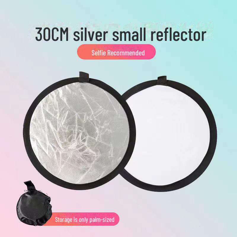 

Компактный 30-сантиметровый отражатель 2-в-1: Складная портативная доска для освещения фотографий золотого/серебряного и серебряного/белого цвета 2 in 1 серебряный