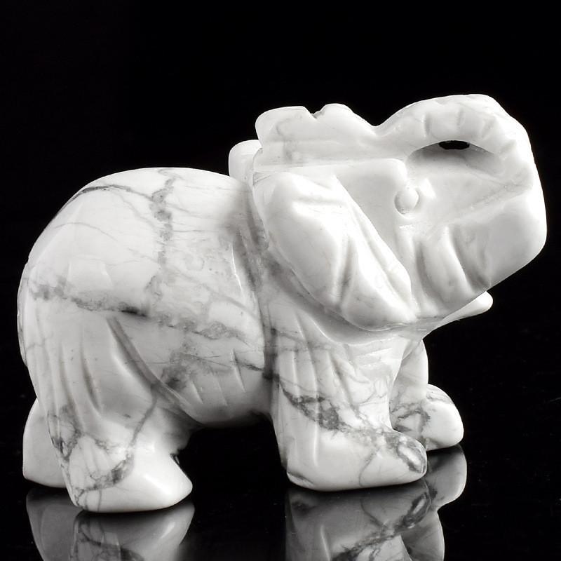 Carved Elephant Hand Natural Gemstone Jasper Turquoise Malachite Crystal Quartz