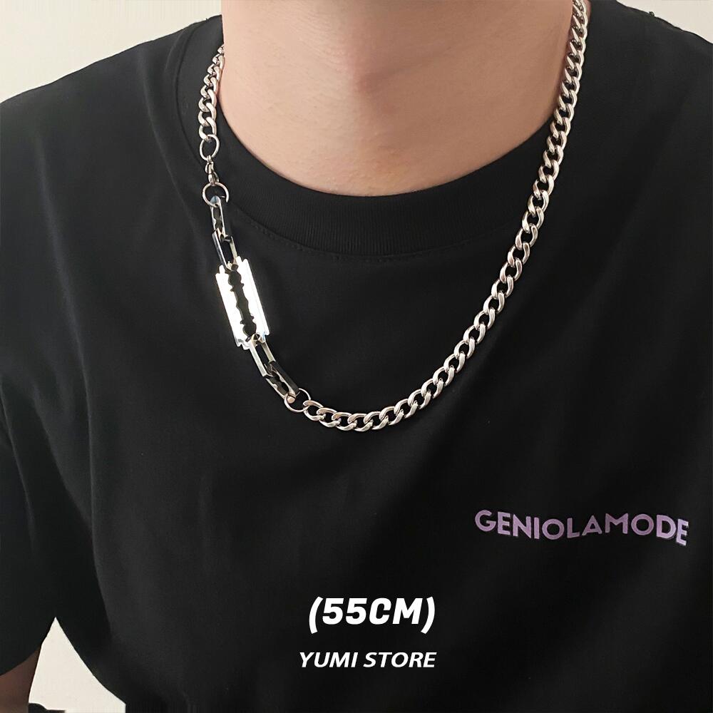 

Unisex Punk Hip Hop Blade Necklace Titanium Steel Exaggerated Collarbone Chain Kpop Cool for Men And Women