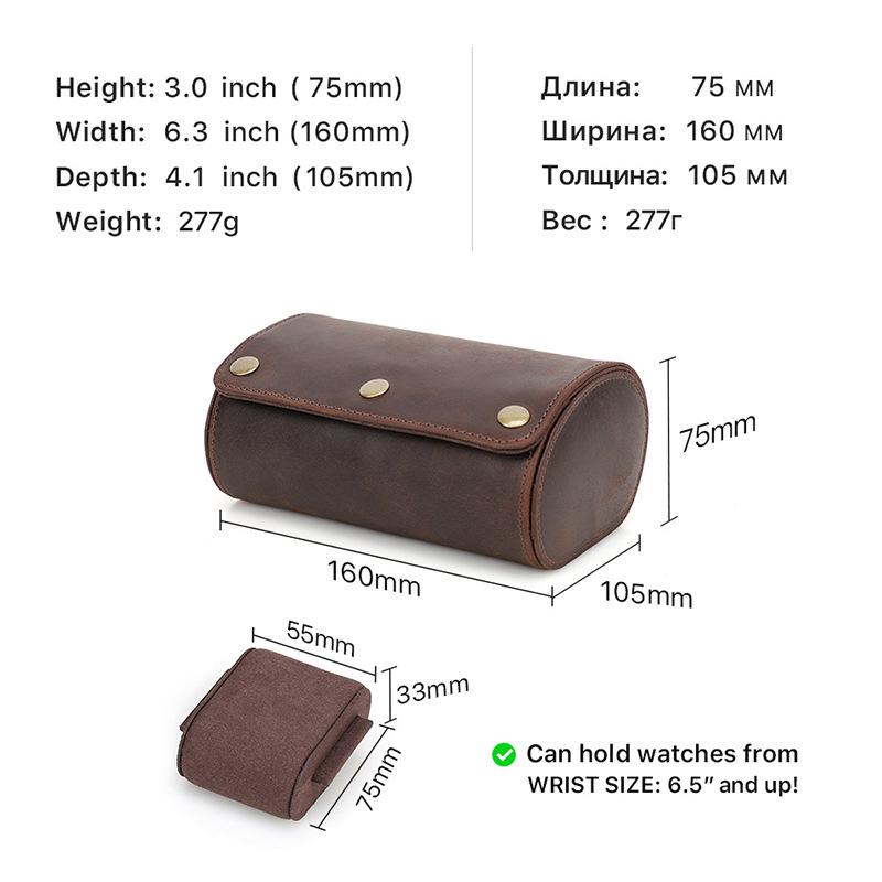 Retro Crazy Horse Leather Watch Box: Portable Travel Storage for Couples
