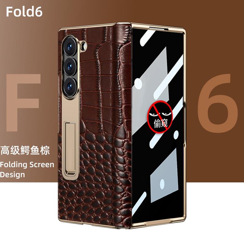 Genuine Leather Flip Case for Samsung Galaxy Z Fold3 4 5 6 W22 W23 W24 Business Bracket Cover